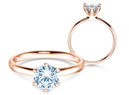 Verlobungsring Classic 6 in 9K Roségold mit Diamant 1,00ct H/SI