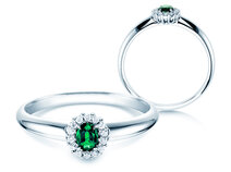 Verlobungsring Jolie in 14K Weißgold mit Smaragd 0,25ct und Diamanten 0,06ct