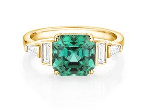 Verlobungsring Aureline in 14K Gelbgold mit Grüner Turmalin 3,00ct und natürliche Diamanten 0,48ct