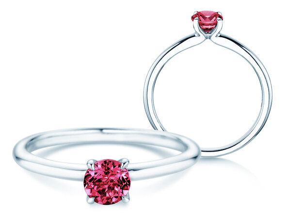 Geburtsstein-Ring Classic 4 Januar in 14K Weißgold mit Granat 0,50ct