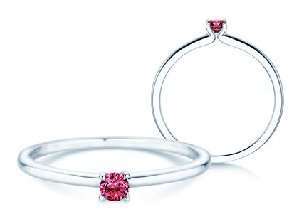 Geburtsstein-Ring Classic 4 Januar in 14K Weißgold mit Granat 0,10ct