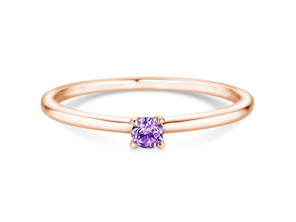 Geburtsstein-Ring Classic 4 Februar in 14K Roségold mit Amethyst 0,10ct