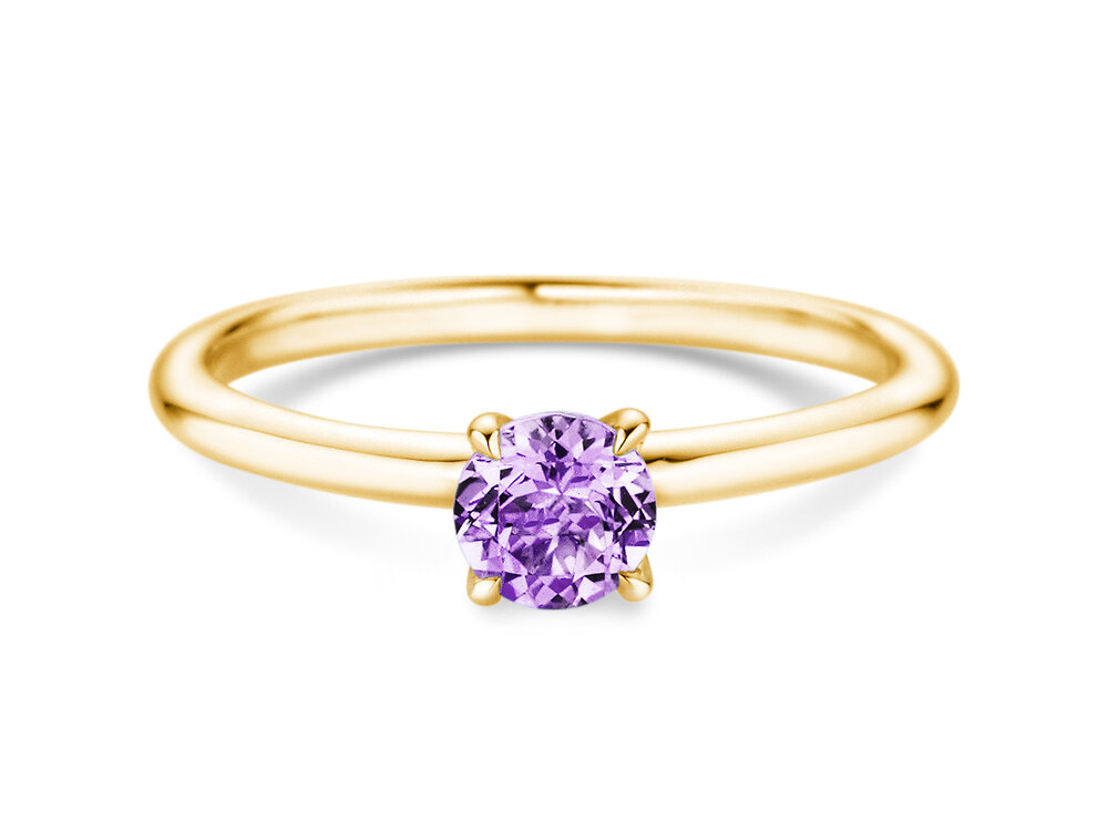 Geburtsstein-Ring Classic 4 Februar in 9K Gelbgold mit Amethyst 0,50ct