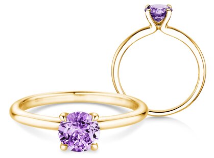 Geburtsstein-Ring Classic 4 Februar in 9K Gelbgold mit Amethyst 1,00ct