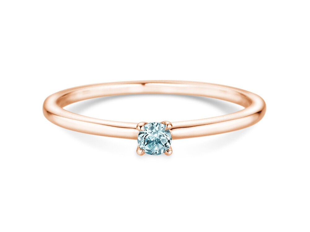 Geburtsstein-Ring Classic 4 März in 9K Roségold mit Aquamarin 0,10ct