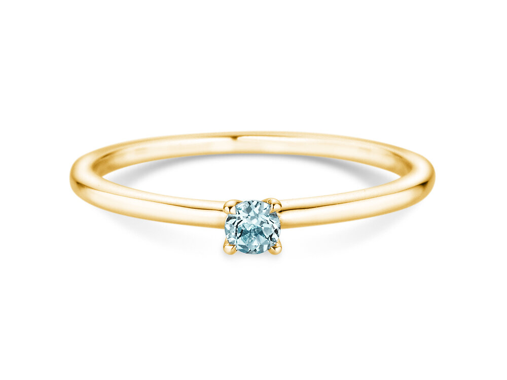 Geburtsstein-Ring Classic 4 März in 9K Gelbgold mit Aquamarin 0,10ct