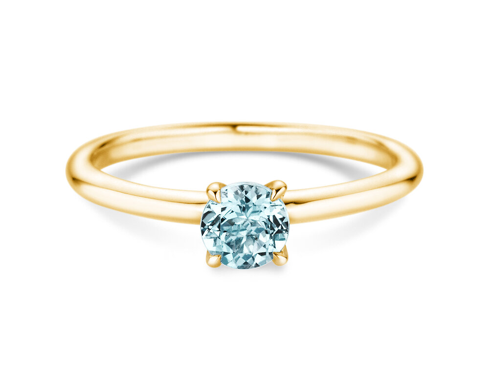 Geburtsstein-Ring Classic 4 März in 14K Gelbgold mit Aquamarin 0,50ct