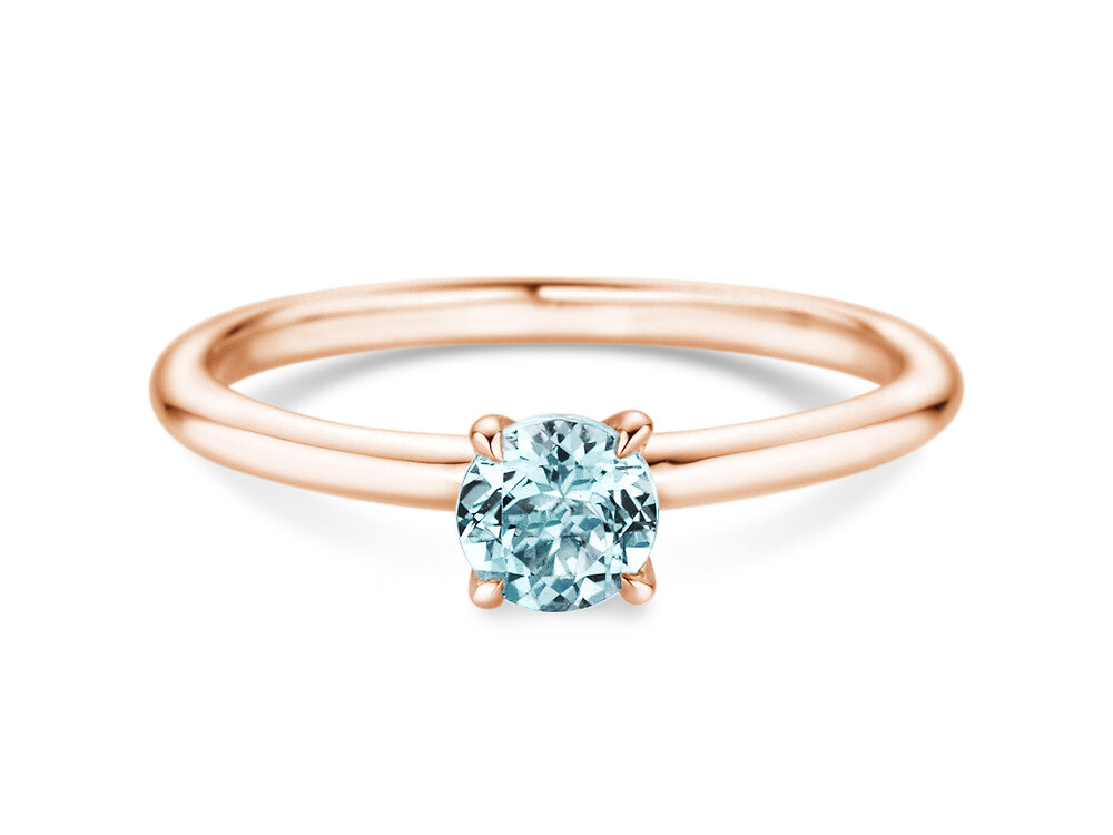 Geburtsstein-Ring Classic 4 März in 9K Roségold mit Aquamarin 0,50ct