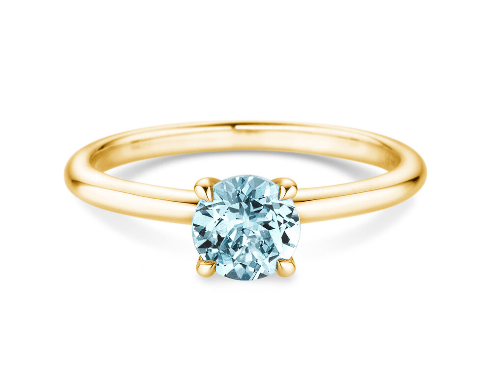 Geburtsstein-Ring Classic 4 März in 14K Gelbgold mit Aquamarin 1,00ct
