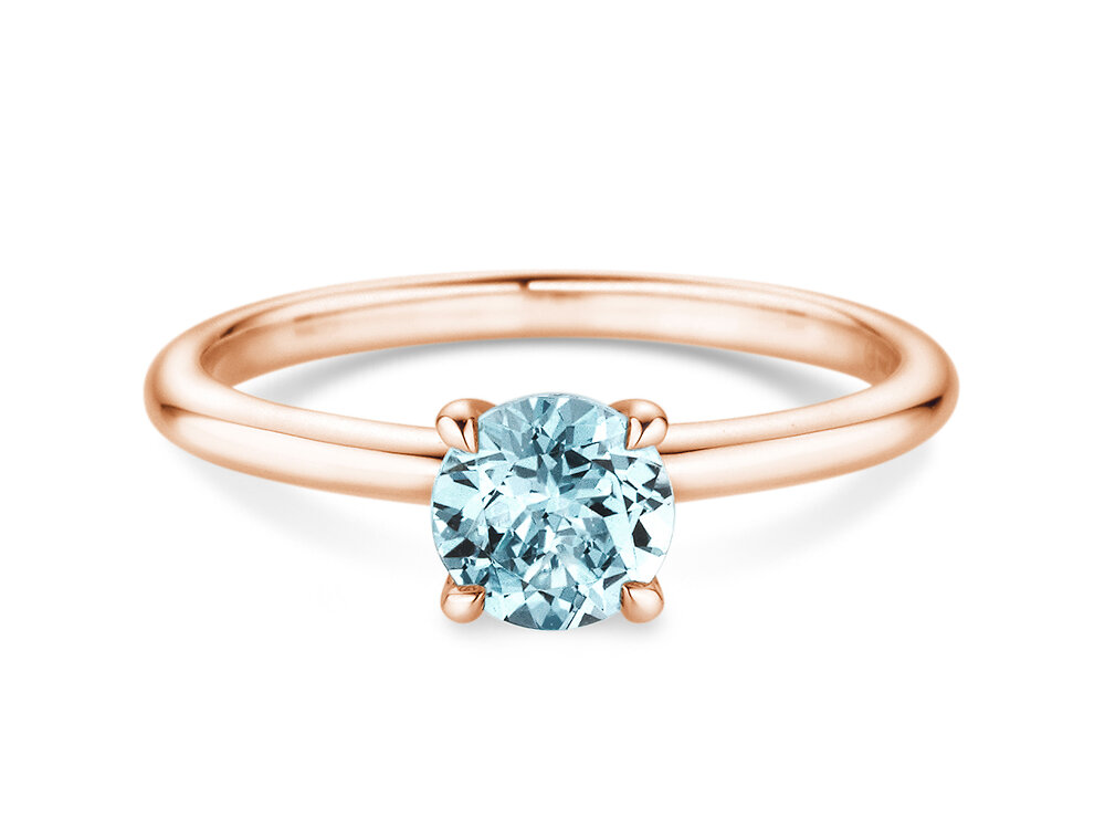 Geburtsstein-Ring Classic 4 März in 14K Roségold mit Aquamarin 1,00ct