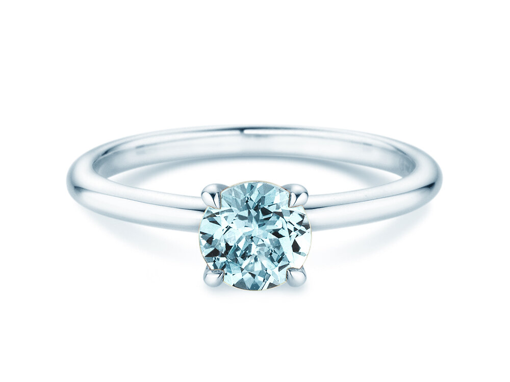 Geburtsstein-Ring Classic 4 März in 9K Weißgold mit Aquamarin 1,00ct