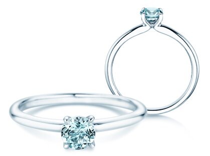 Geburtsstein-Ring Classic 4 März in 14K Weißgold mit Aquamarin 0,50ct