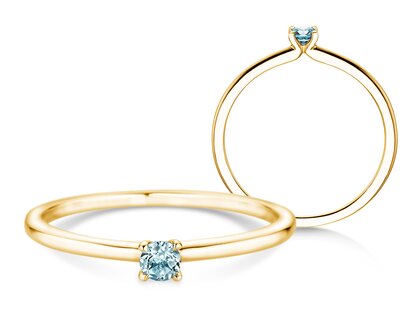 Geburtsstein-Ring Classic 4 März in 14K Gelbgold mit Aquamarin 0,10ct