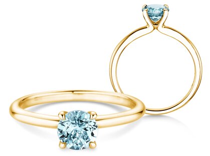 Geburtsstein-Ring Classic 4 März in 9K Gelbgold mit Aquamarin 1,00ct