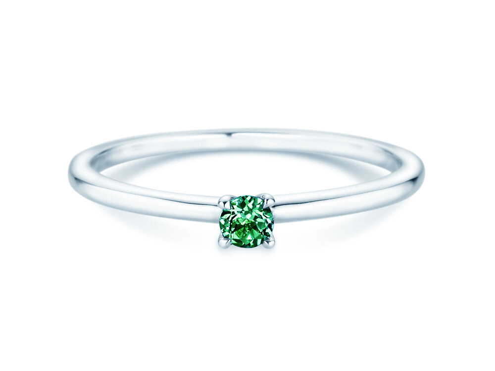 Geburtsstein-Ring Classic 4 Mai in 9K Weißgold mit Smaragd 0,10ct