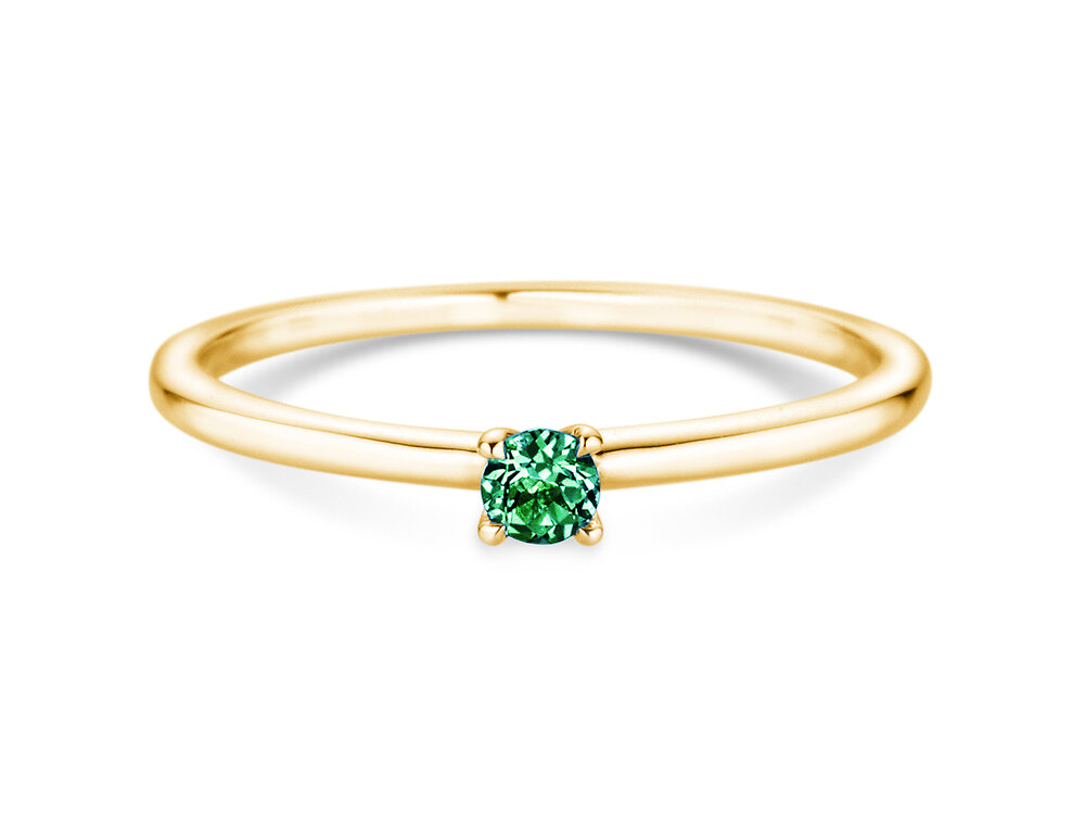 Geburtsstein-Ring Classic 4 Mai in 9K Gelbgold mit Smaragd 0,10ct