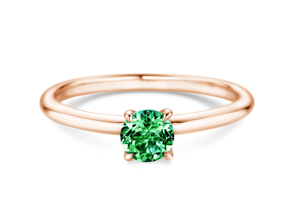Geburtsstein-Ring Classic 4 Mai in 9K Roségold mit Smaragd 0,50ct