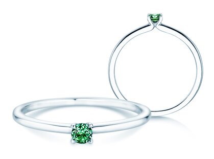 Geburtsstein-Ring Classic 4 Mai in 9K Weißgold mit Smaragd 0,10ct