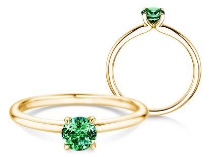 Geburtsstein-Ring Classic 4 Mai in 9K Gelbgold mit Smaragd 0,50ct