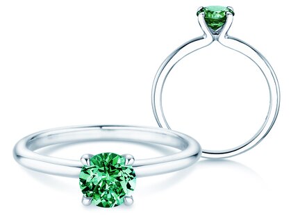 Geburtsstein-Ring Classic 4 Mai in 14K Weißgold mit Smaragd 1,00ct