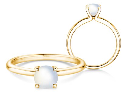 Geburtsstein-Ring Classic 4 Juni in 14K Gelbgold mit Mondstein 1,00ct
