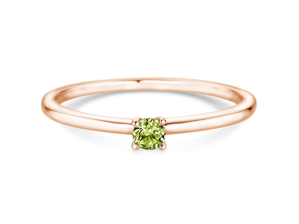 Geburtsstein-Ring Classic 4 August in 14K Roségold mit Peridot 0,10ct