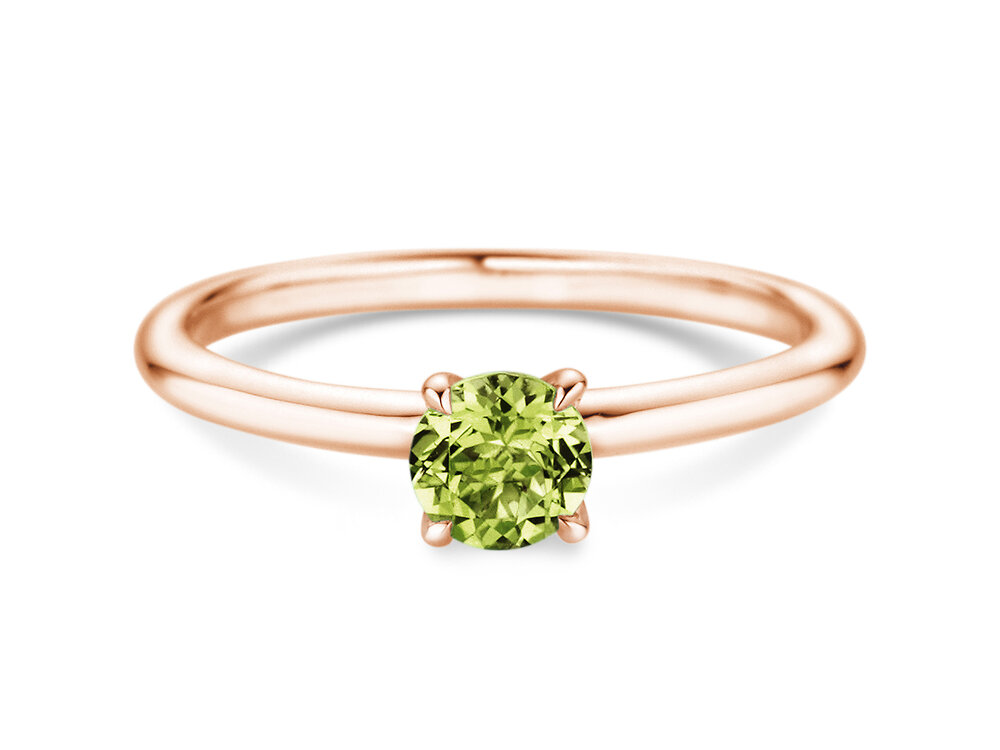 Geburtsstein-Ring Classic 4 August in 14K Roségold mit Peridot 0,50ct