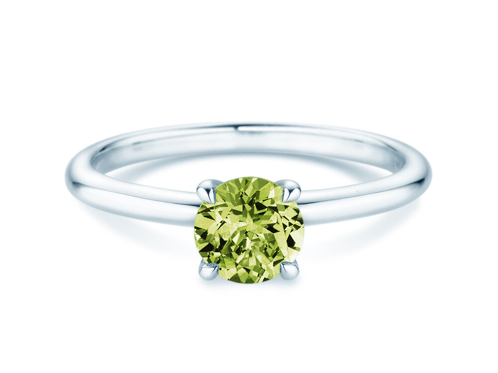 Geburtsstein-Ring Classic 4 August in 14K Weißgold mit Peridot 1,00ct