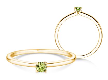 Geburtsstein-Ring Classic 4 August in 14K Gelbgold mit Peridot 0,10ct