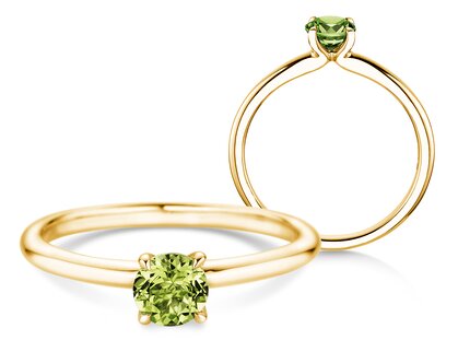 Geburtsstein-Ring Classic 4 August in 9K Gelbgold mit Peridot 0,50ct
