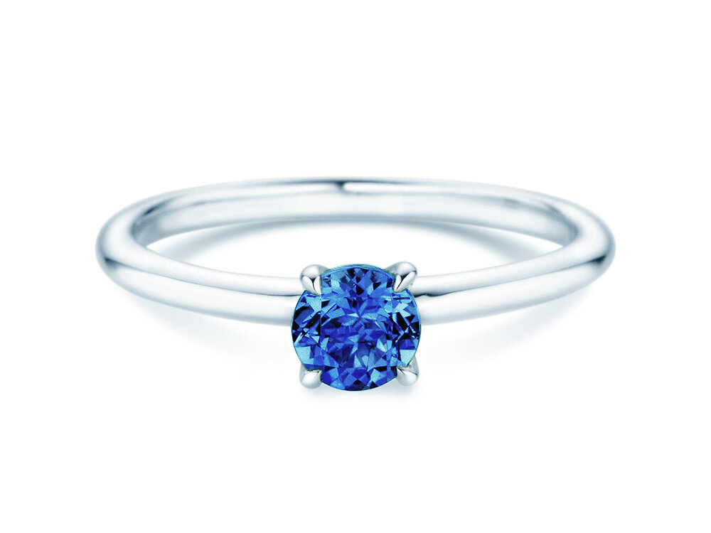 Geburtsstein-Ring Classic 4 September in 14K Weißgold mit Saphir 0,50ct