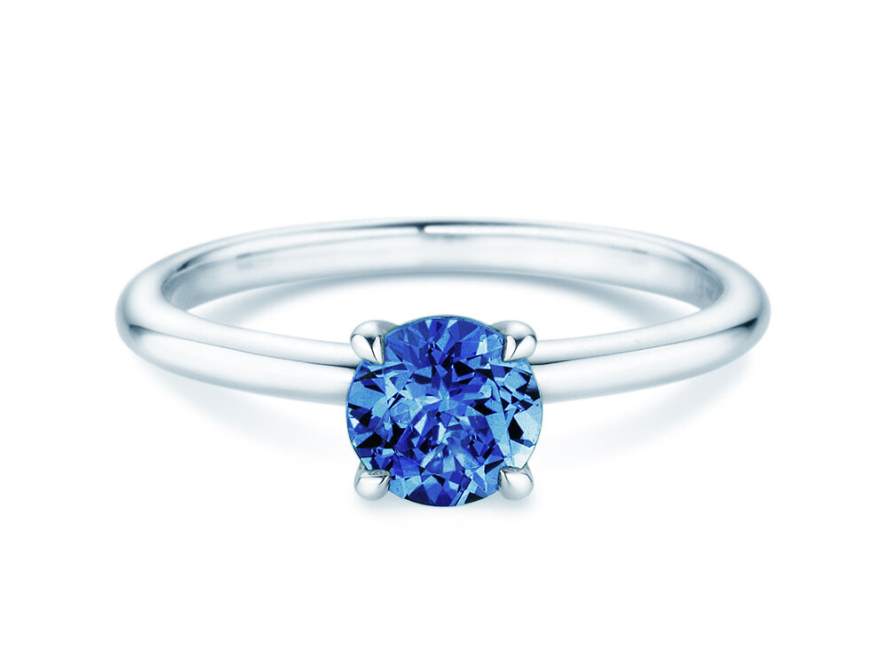 Geburtsstein-Ring Classic 4 September in 9K Weißgold mit Saphir 1,00ct