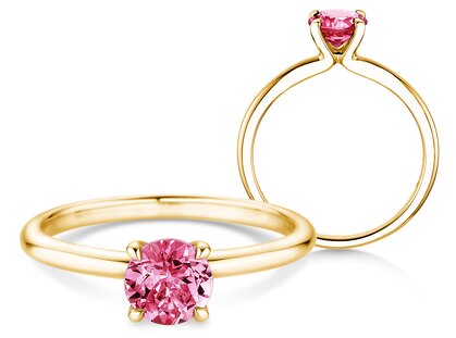 Geburtsstein-Ring Classic 4 Oktober in 9K Gelbgold mit Pinker Turmalin 1,00ct