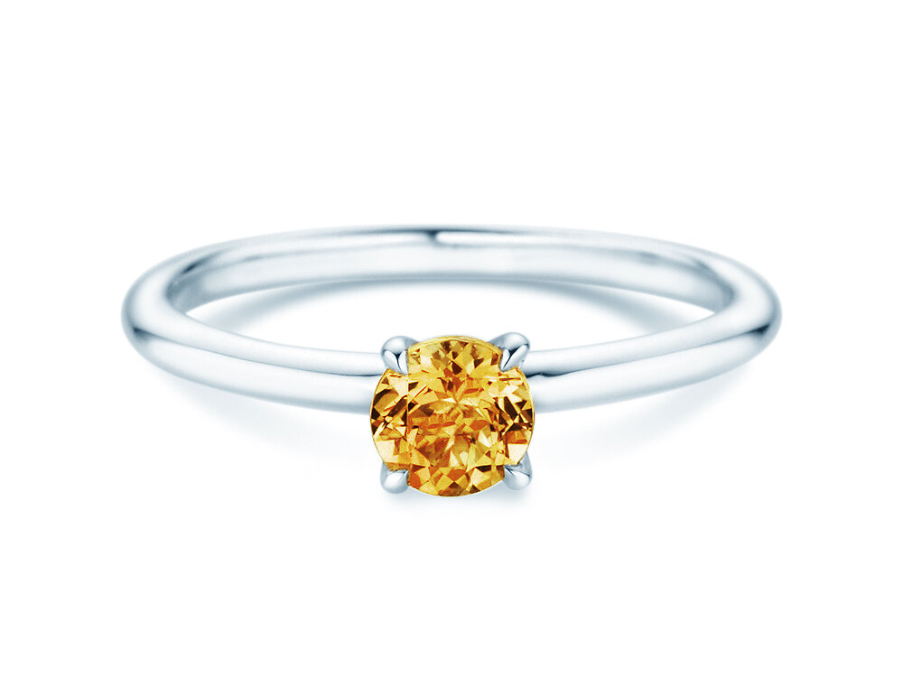 Geburtsstein-Ring Classic 4 November in 14K Weißgold mit Citrin 0,50ct