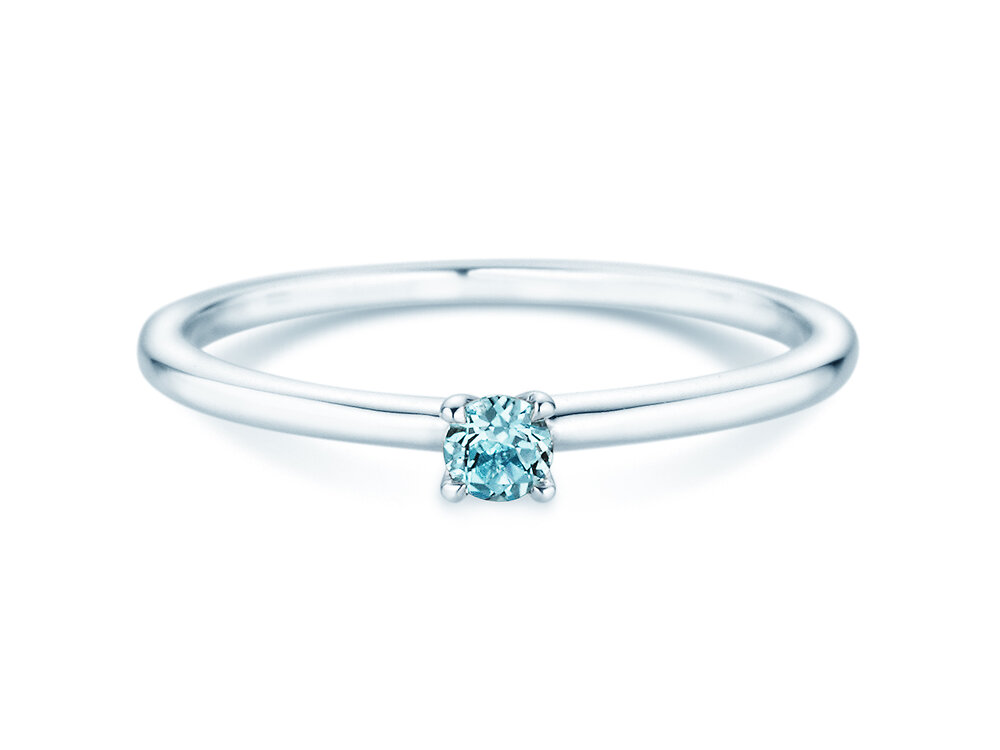 Geburtsstein-Ring Classic 4 Dezember in 9K Weißgold mit Blautopas 0,10ct