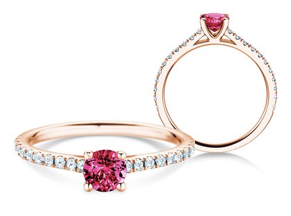 Geburtsstein-Ring Pure Colour Januar in 18K Roségold mit Granat 0,50ct und Diamanten 0,26ct