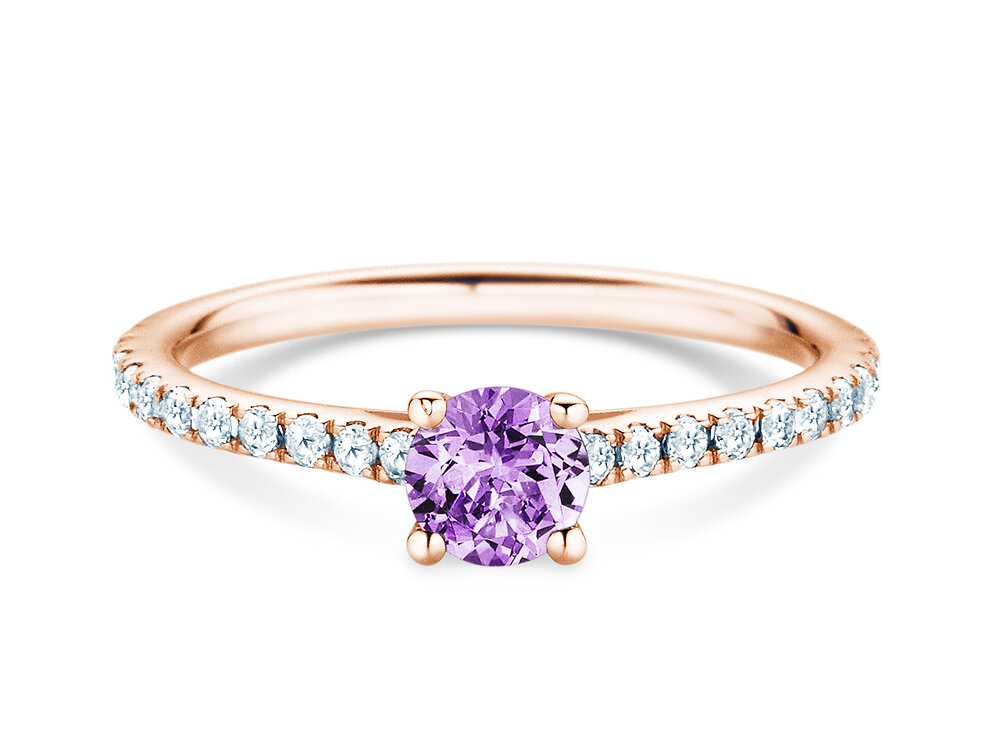 Geburtsstein-Ring Pure Colour Februar in 18K Roségold mit Amethyst 0,50ct und Diamanten 0,26ct