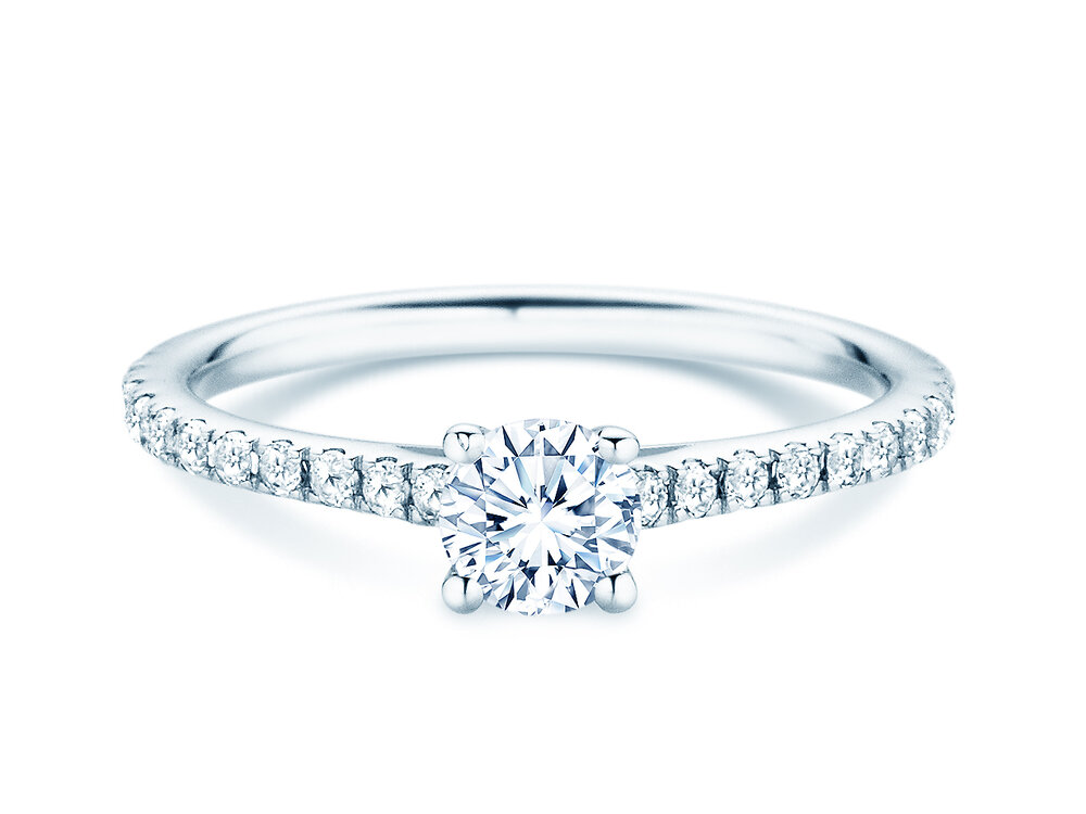Geburtsstein-Ring Pure Colour April in 18K Weißgold mit Diamant 0,50ct und Diamanten 0,26ct