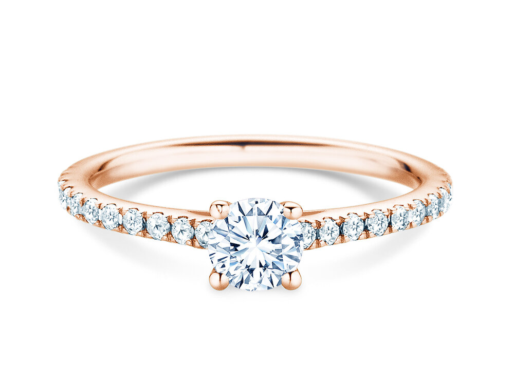 Geburtsstein-Ring Pure Colour April in 9K Roségold mit Diamant 0,50ct und Diamanten 0,26ct