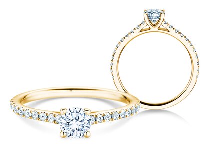 Geburtsstein-Ring Pure Colour April in 9K Gelbgold mit Diamant 0,50ct und Diamanten 0,26ct