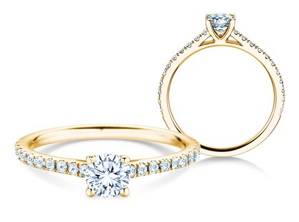 Geburtsstein-Ring Pure Colour April in 9K Gelbgold mit Diamant 0,50ct und Diamanten 0,26ct