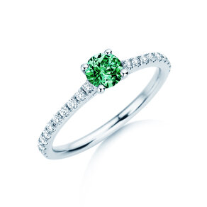 Geburtsstein-Ring Pure Colour Mai in 9K Weißgold mit Smaragd 0,50ct und Diamanten 0,26ct
