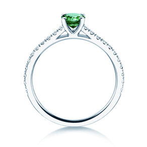 Geburtsstein-Ring Pure Colour Mai in 9K Weißgold mit Smaragd 0,50ct und Diamanten 0,26ct