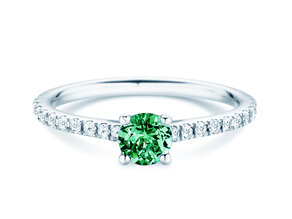 Geburtsstein-Ring Pure Colour Mai in 9K Weißgold mit Smaragd 0,50ct und Diamanten 0,26ct