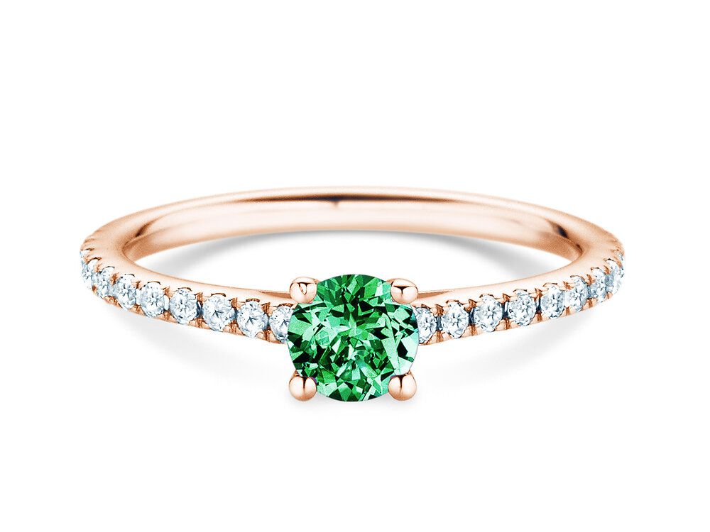 Geburtsstein-Ring Pure Colour Mai in 18K Roségold mit Smaragd 0,50ct und Diamanten 0,26ct