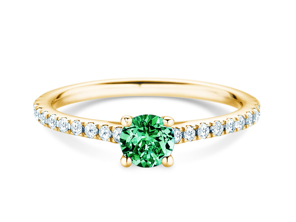 Geburtsstein-Ring Pure Colour Mai in 9K Gelbgold mit Smaragd 0,50ct und Diamanten 0,26ct