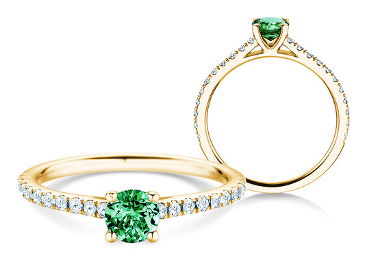Geburtsstein-Ring Pure Colour Mai in 9K Weißgold mit Smaragd 0,50ct und Diamanten 0,26ct