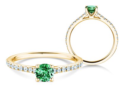 Geburtsstein-Ring Pure Colour Mai in 9K Gelbgold mit Smaragd 0,50ct und Diamanten 0,26ct