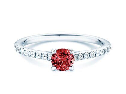 Geburtsstein-Ring Pure Colour Juli in 9K Weißgold mit Rubin 0,50ct und Diamanten 0,26ct