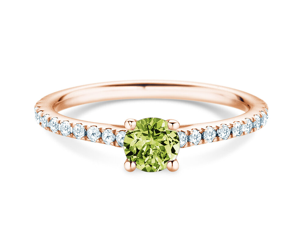 Geburtsstein-Ring Pure Colour August in 14K Roségold mit Peridot 0,50ct und Diamanten 0,26ct